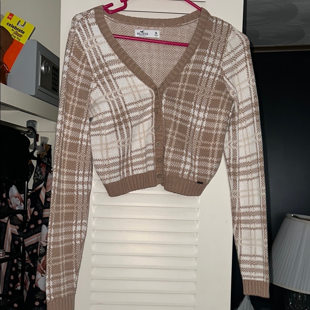 Hollister Plaid Button-Up Cardigan Sweater